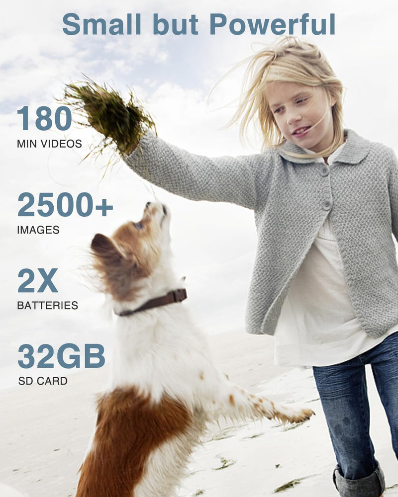 Lecran Digital Camera, FHD 1080P Kids Camera with 32GB Card, 2 Batteries, Lanyard, 16X Zoom Anti Shake, 44MP Compact Portable Small Point Shoot Camera for Kids Children Teens Girl Boy(Charcoal)