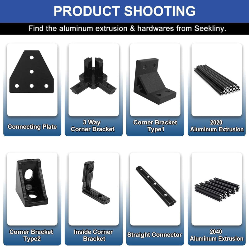 8pcs 2040 L Corner Bracket Joining Plate T Slotted Accessories 12-Hole 2040 Hardware Connector 2040 with T Nuts and Screws Silver L-12Hole 2040S