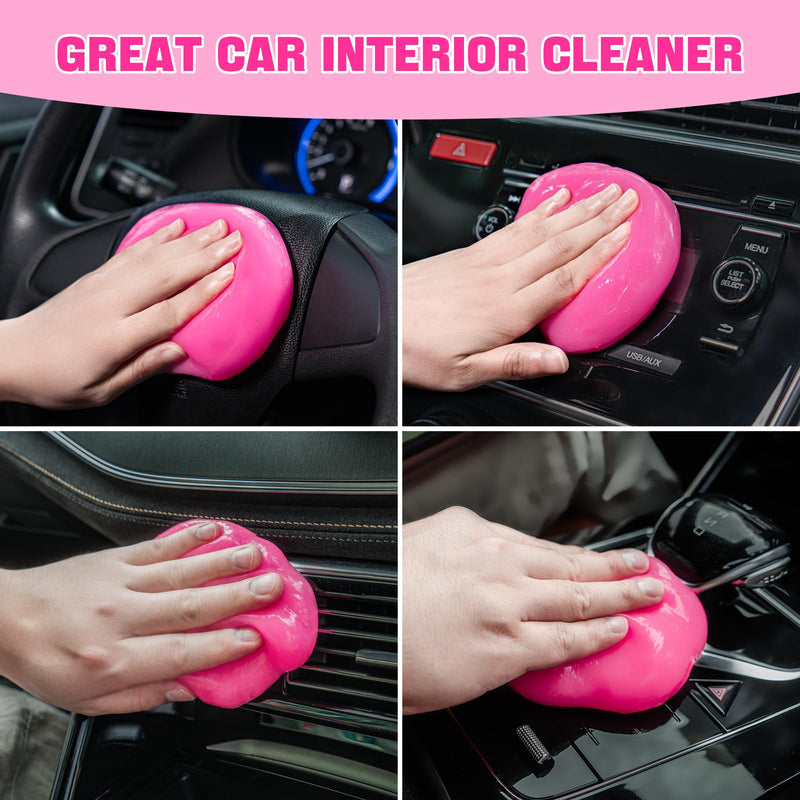 4 Pack Car Cleaning Gel, Pink Car Cleaning Putty, Universal Auto Detailing Tools Car Slime for Air Vent, Dashboard and Keyboard, Auto Accessories for Women 4 Pack(28oz)