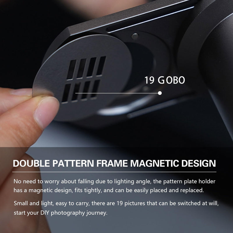 Optical Snoot Conical, Mini Snoot Photography Compatible with Zhiyun CINEPEER CX100/Ulanzi L023/Godox ML100Bi etc, Spotlight GOBO Projector Attachment, 19 Gobos Z&U&G Mount