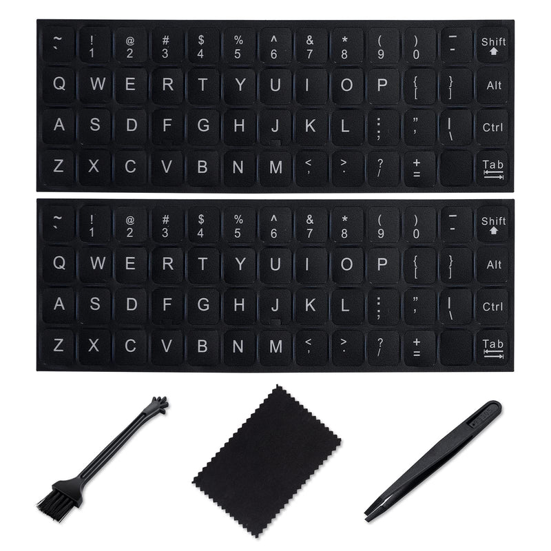 English Keyboard Stickers[5 in 1],Replacement English Keyboard Sticker with White Font on Black Background Universal for Laptop Desktop Computer,Matte English Keyboard Alphabet Sticker English White Letter/Black Background