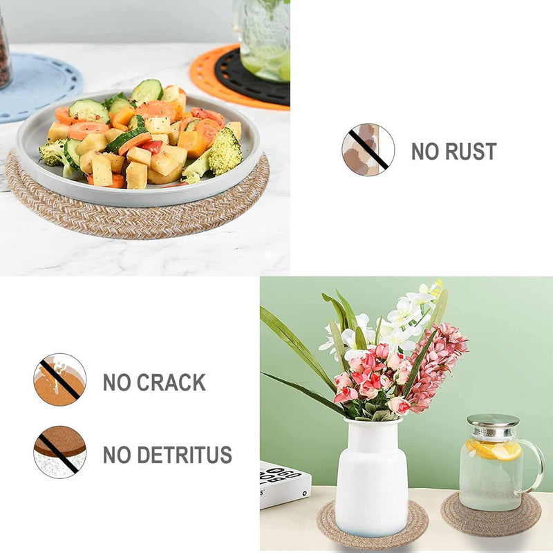 Pot Holders Trivets Set,Potholders for Kitchens, 100% Pure Cotton Thread Weave Trivets for Hot Dishes/Pot/Bowl/Teapot/Hot Pot Holders (24 cm, 8pack) 24 cm 8 Pack