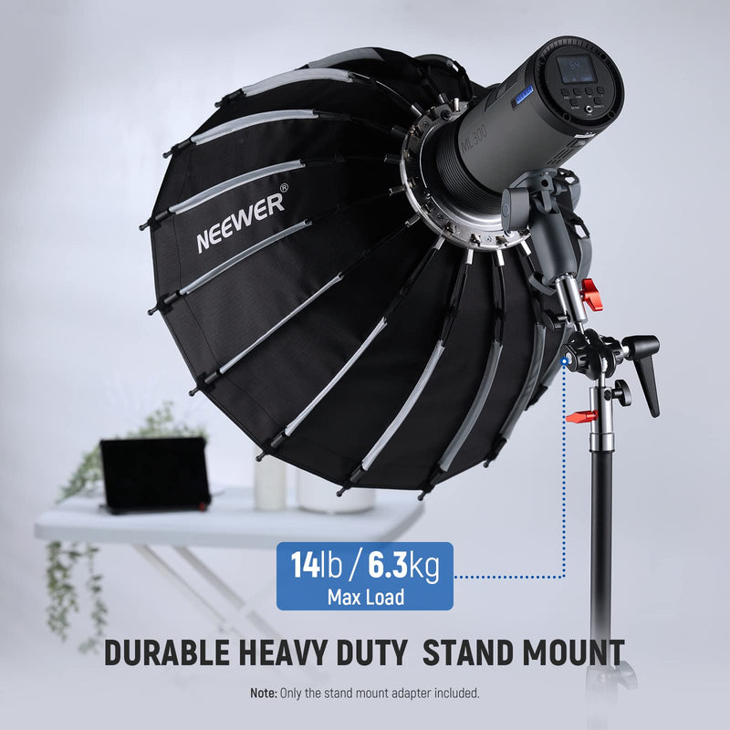 Neewer Heavy Duty Light Stand Head Adapter with All Metal Dual Swivel Ball Joint, Dual 5/8'' Receivers, 1/4'' to 3/8'' Convertor Spigot Stud, 3/8'' to 5/8'' Screw, for C Stand, Max Load 14lb, UA020