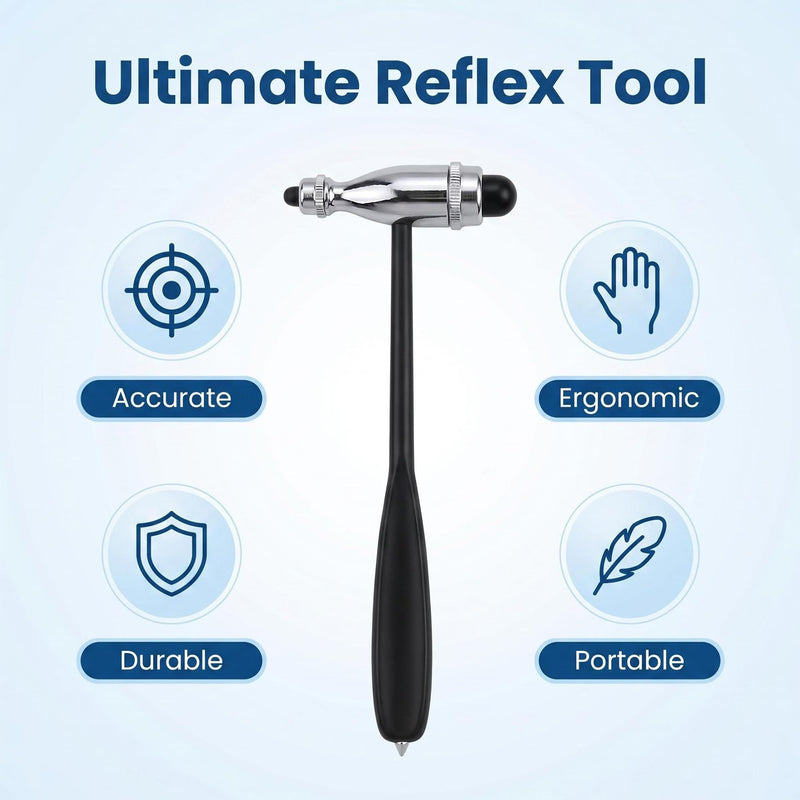 Tromner Neurological Reflex Hammer Precision Reflex Diagnostic Tool Made of Stainless Steel with Double-Sided Rubber Head, Perfect for Skin Muscle Reflexes, Clinical Examination Surface Reactions