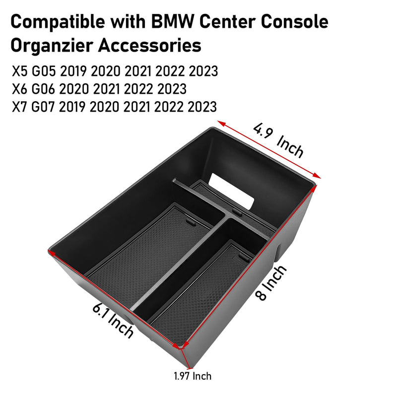 Jaronx Compatible with BMW X5 G05/ X6 G06/ X7 G07 Center Console Organizer, Console Organizer Center Console Tray Console Storage Compatible with BMW X5 G05/ X7 G07 2019-2025, X6 G06 2020-2025 G05/G06/G07 Console Organizer