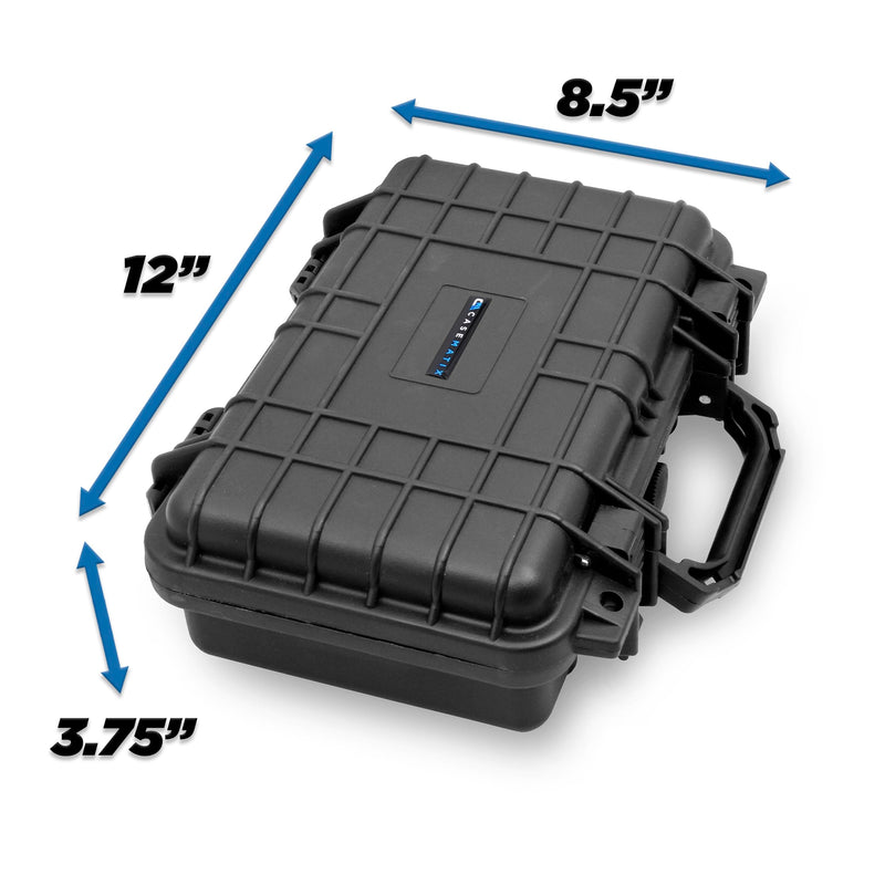 CASEMATIX 12" Waterproof Hard Case with Customizable Foam for Portable Electronics, Tools and Accessories - Hard Shell Plastic Case with Pre-Diced Travel Case Foam Interior 12"