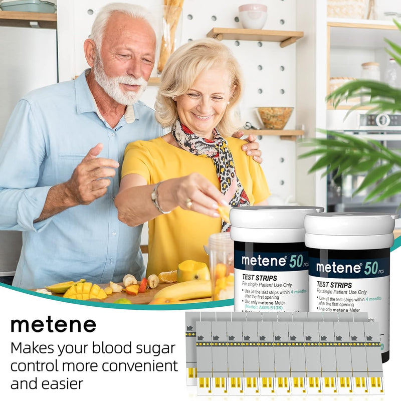 Metene AGM-513S Blood Glucose Test Strips, 100 Count, No Monitor | 100 Count Blood Glucose Test Strips, Use with Metene AGM-513S Blood Glucose Monitoring System Only (No Monitor) 100 Count(Pack of 1)
