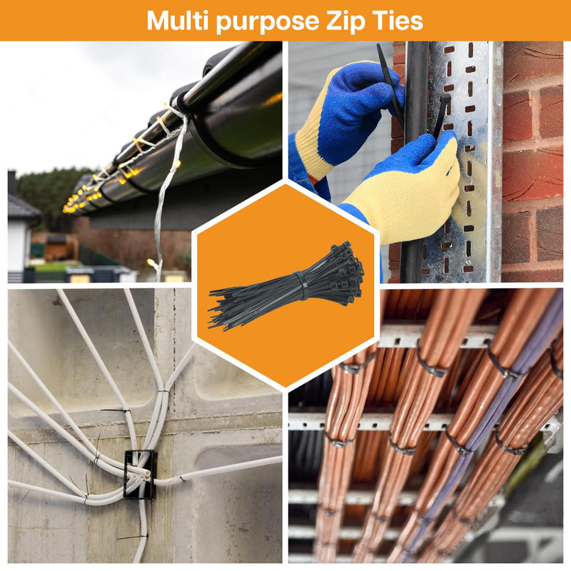 Small Zip Ties 4 inch Black (100 Pack) 18 lbs Tensile Strength, Mini Zip Ties, UV Resistant Multi-Purpose Small Black Cable Ties 4" 100 pk 18lbs Uv Protected Black
