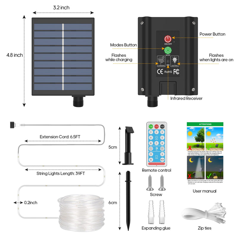 ICRGB Solar Pool Lights for Above Ground, 66FT 200LED 1200mAh Solar Rope Lights Outdoor, IP67 Waterproof Blue String Light with Remote, 8 Modes & Timing, Pool Garden Patio Fence Walkway Christmas