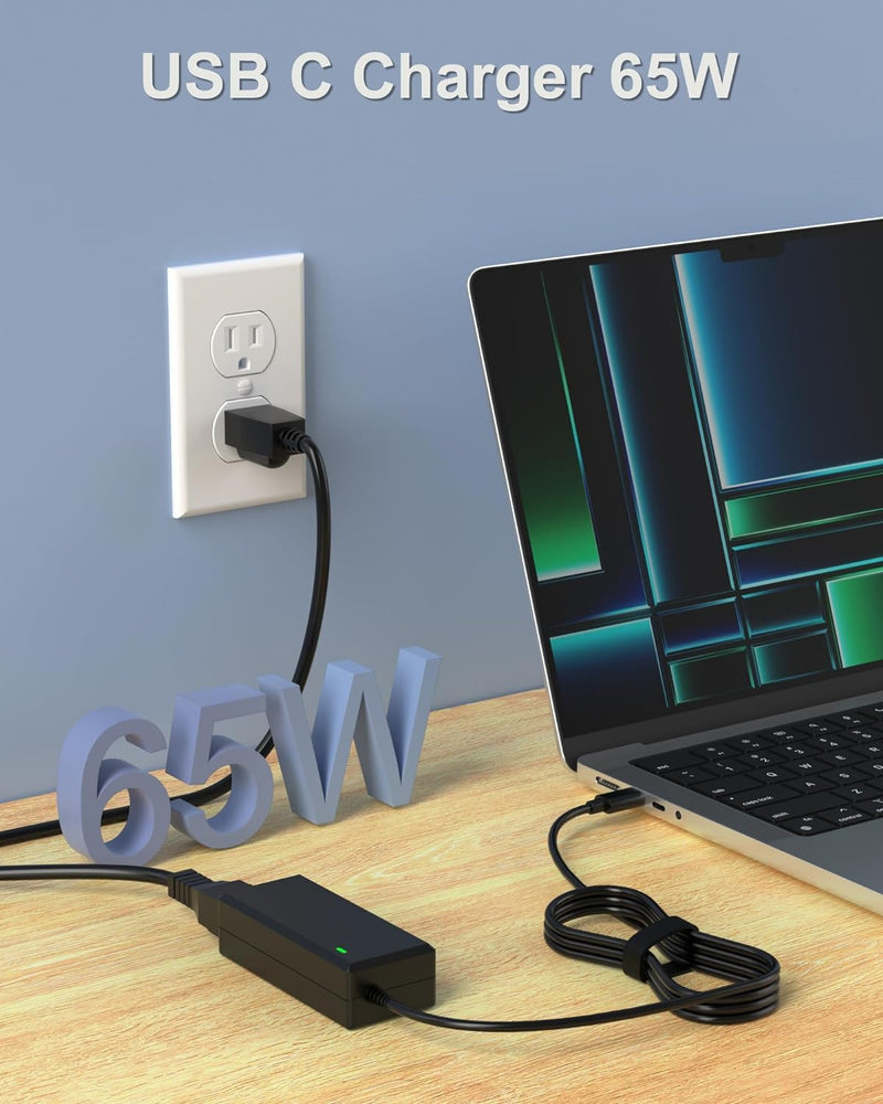 PD 65W Fast USB C Laptop Charger Compatible with LG Gram Laptop 17" 16" 15" 14" Series Power Adapter.