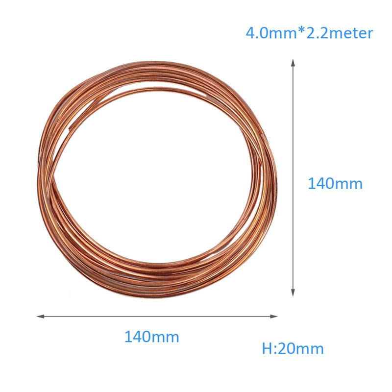 Zxxin Copper Wire 2 mm 3 mm 4 mm DIY Pure T2 Copper, Bare Cable for DIY, Multi-Purpose Wire, Winding Wire Spool (Length: 4 mm, 2.2 Metres) 4mm 2.2meter