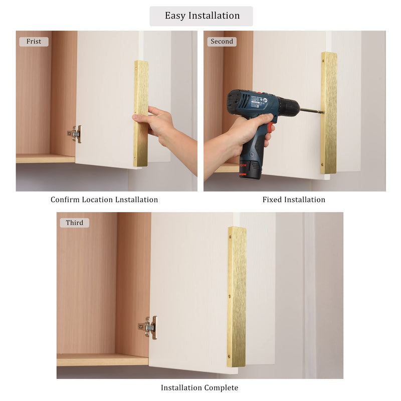 Satanga Edge Finger Tab Pull for cabinets Kitchen Concealed Drawer pulls Aluminum Hidden Back Mount Door Handle for Home Pack of 6 Modern Brushed Brass 5" Hole Center Easy Installation 5" Hole Center 6" Overall Length