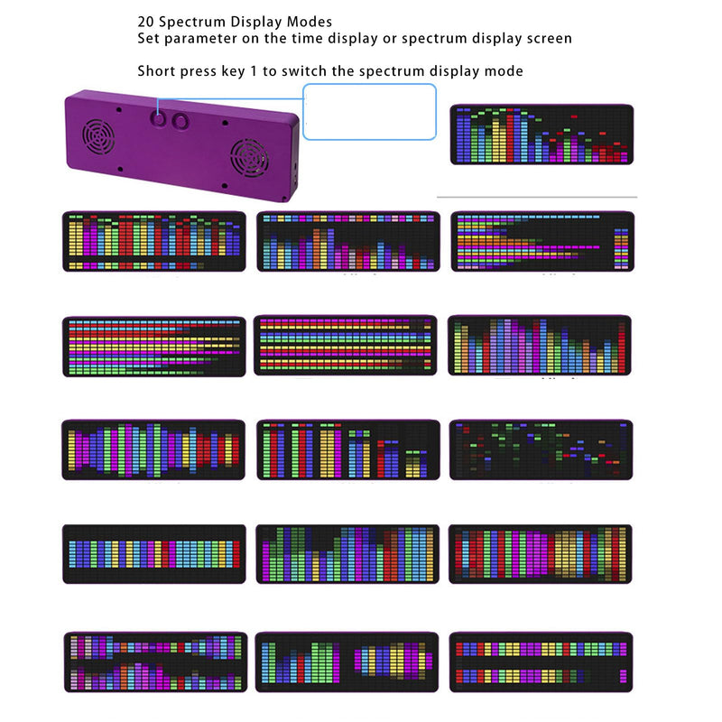 Wakects LED Music Spectrum Display, 16X24 384 RGB LED Music Visualizer with 20 Dynamic Effects, 7 Color Modes for Home and Car Audio Visualizer, Rhythm Analyzer