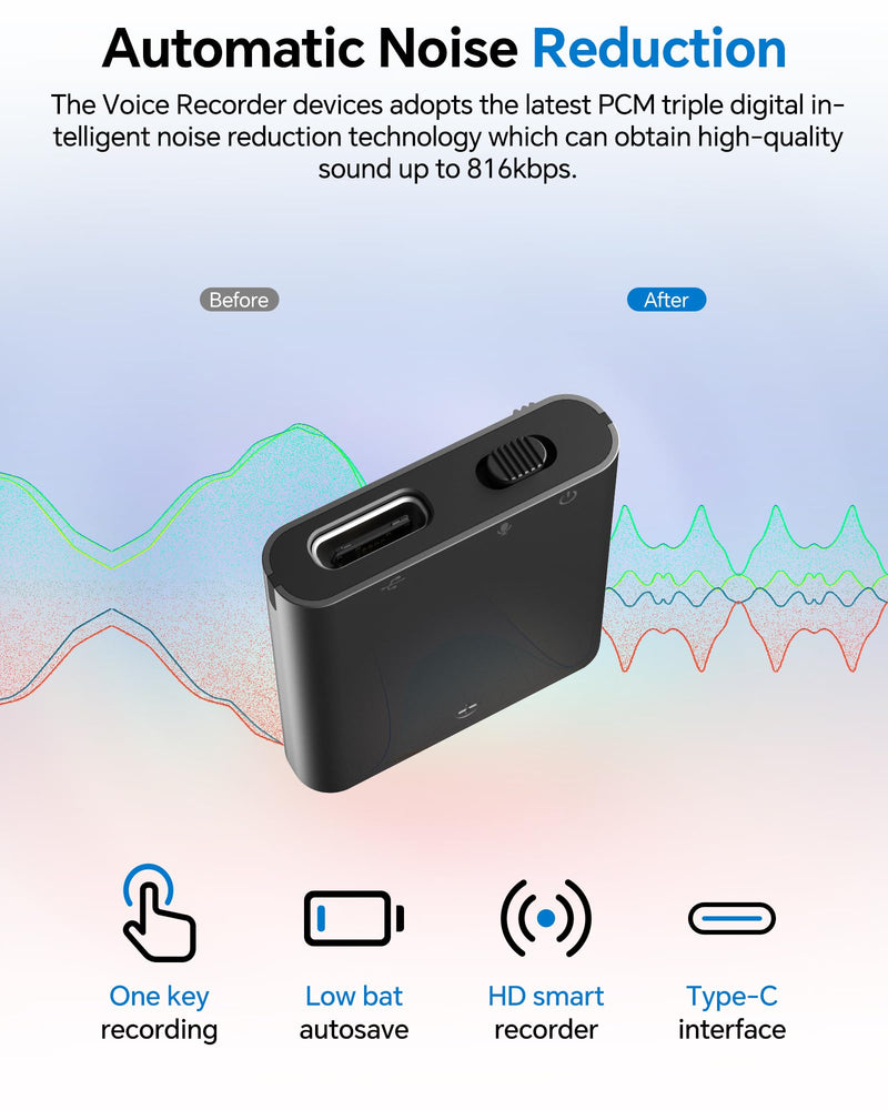 yvn 128GB Digital Voice Recorder - Voice Activated Recorder with Playback, Audio Recording Device for Lectures Meetings, USB C Dictaphone Sound Tape Recorder