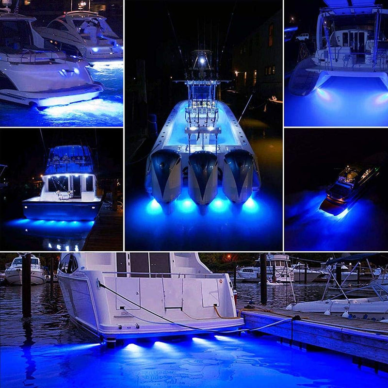 Blue 27 50W Underwater Marine Transom Lights - 316 Stainless Steel Pontoon Transom Lights for Fishing Night Use