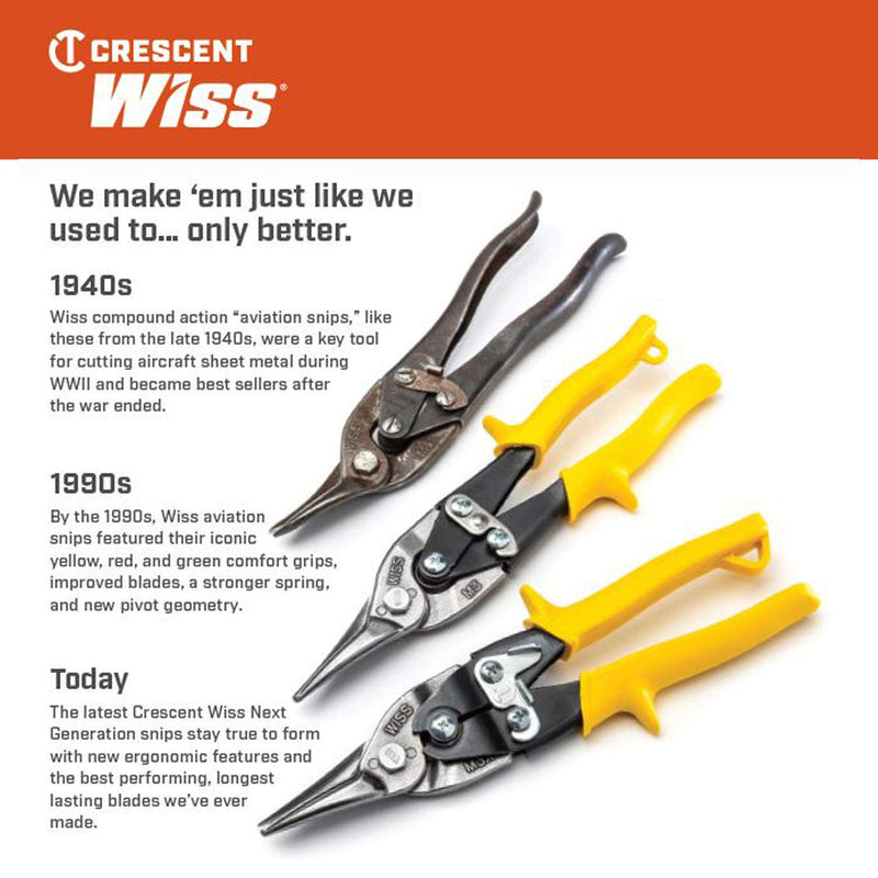 Crescent Wiss 9-3/4" MetalMaster Compound Action Straight and Left Aviation Snips - M1R (Pack of 2) 1 Count (Pack of 2)