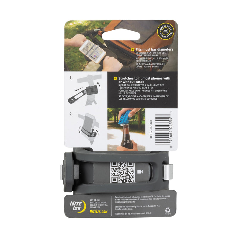 Nite Ize HandleBand Universal Smartphone Bar Mount - Cell Phone Mount for Bike Handlebar - Phone Holder for Bike Rides - Cell Phone Bike Mount - Bike Stem Phone Mount Charcoal