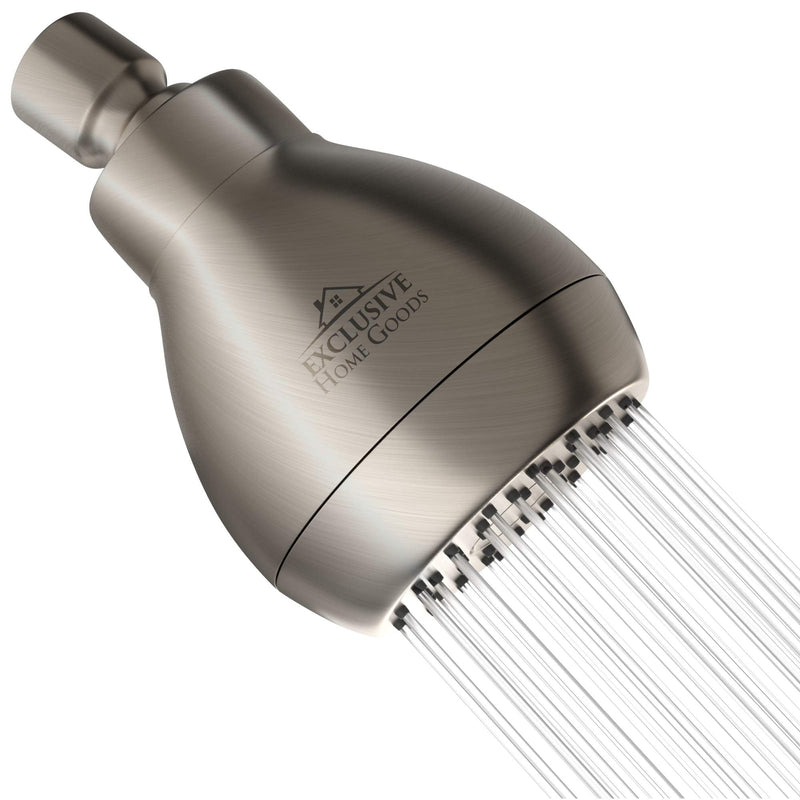High Pressure Shower Head - Brushed Nickel - Powerful Deluxe Bathroom Showerhead with Strong Spray Stream and Small Silicone Nozzles - Universal Fit Works with High and Low Water Flow Showers-2.5 GPM 2.5 GPM Brush Nickel