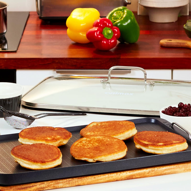 Cusimax Stove Top Griddle, Non-Stick Pancake Griddle, Flat Top Grill for Gas Stove/Charcoal Grills/Smokeless Grills/Outdoor Grill or Campfire, Aluminum, Dishwasher Safe, 14.96" x 8.66" 14.96 x 8.66
