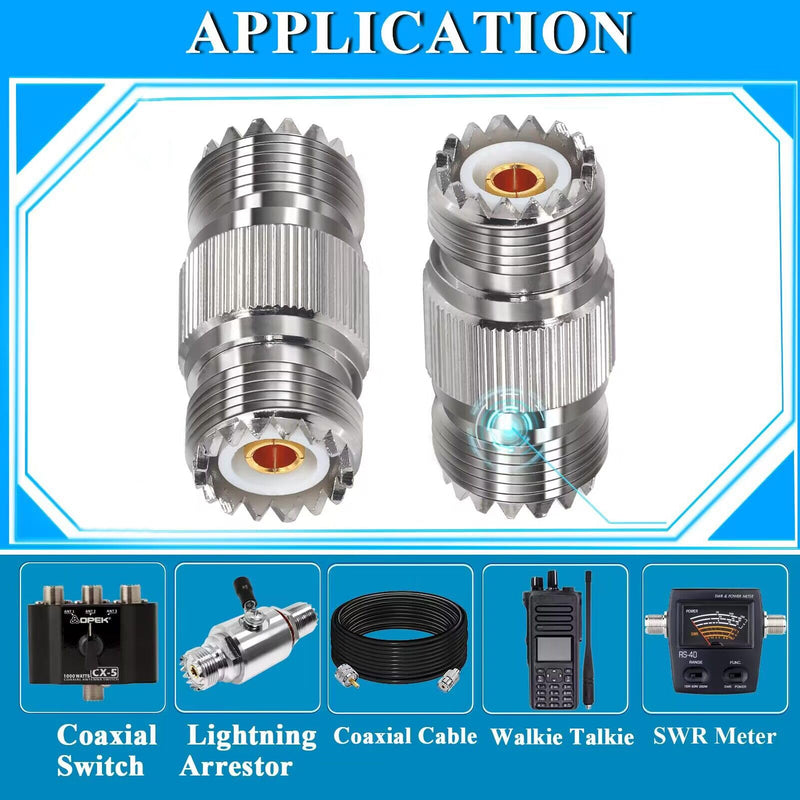 2PCS PL259 UHF Coax Adapter Cable Gender Changers, SO239 Coax Connector Female to Female Coaxial Adapter for CB Radio, Antenna