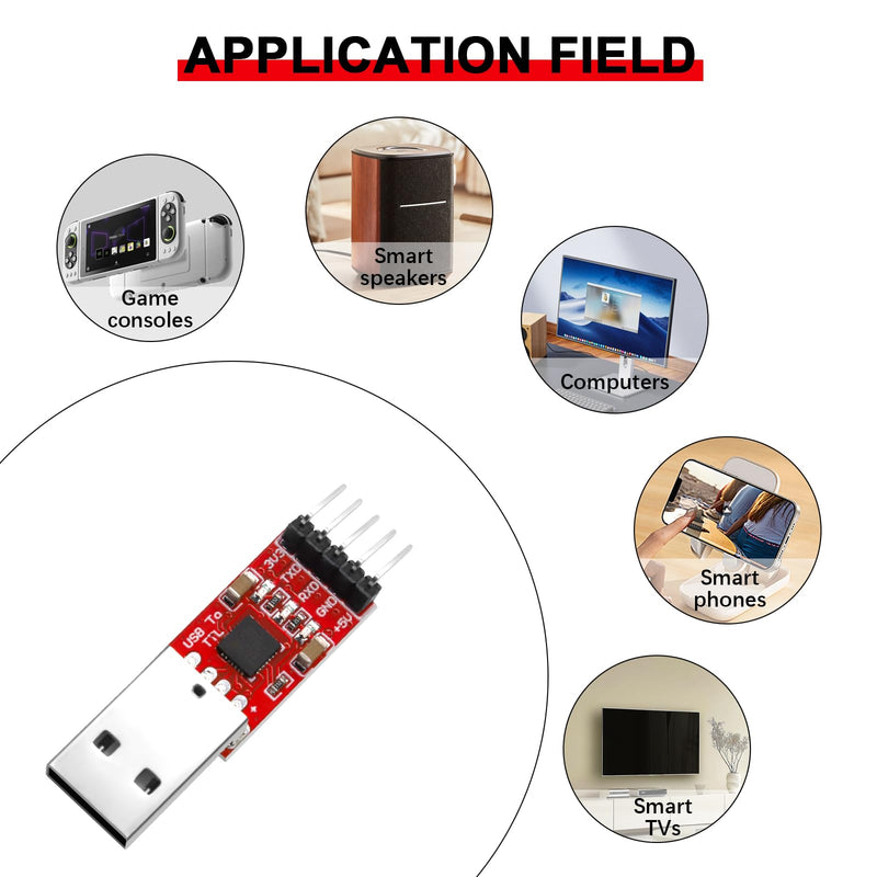 CP2102 HW-598 USB to TTL Serial Converter Module UART USB TTL Adapter Converter for 3.3 V and 5 V with Jumper Cable Pack of 3