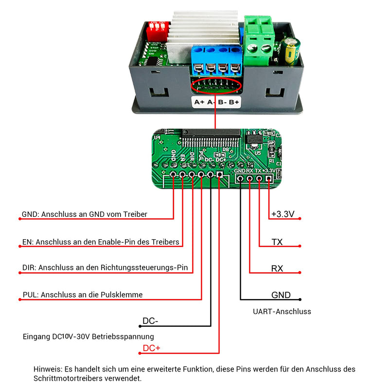 Stepper Motor Control Integrated Board Forward/Reverse Pulse Speed Angle Control Module PLC Serial Communication Stepper Motor Controller for NEMA 17 23 Motor DC10-30V