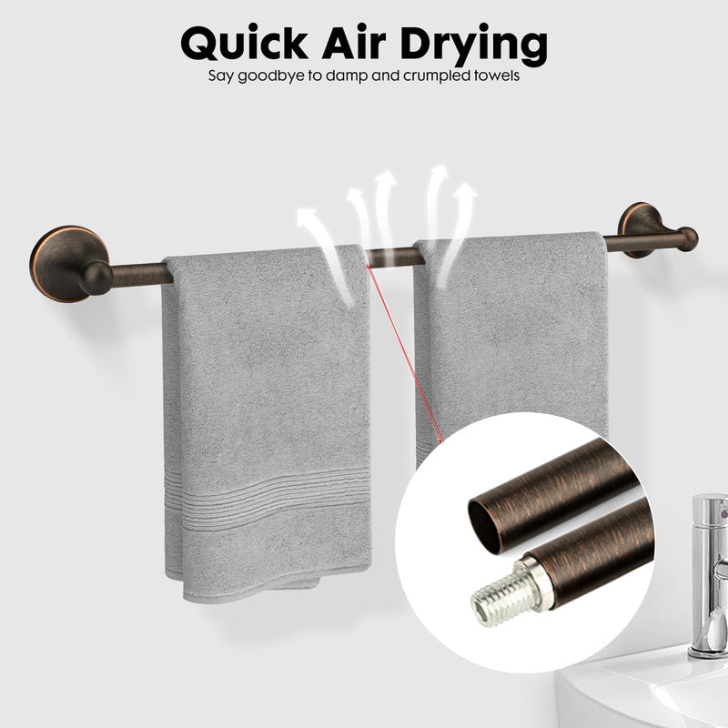 4 Piece Antique Bathroom Hardware Accessories Set Oil Rubbed Bronze,24 Inch Towel Bar Set,Towel Rack for Bathroom,Bathroom Towel Holder Bronze Oil Rubbed Brushed Bronze