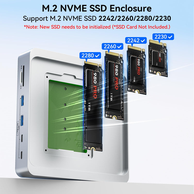 13-Port USB C Hub for iMac 24 inch 2021/2023/2024, iMac Accessories for iMac M1/M3/M4, iMac USB Hub with 5 USB-A & 2 USB-C 3.0 Ports, 4K@60Hz HDMI, 1Gbps Ethernet, SD/TF, M.2 NVME SSD (Not Included)