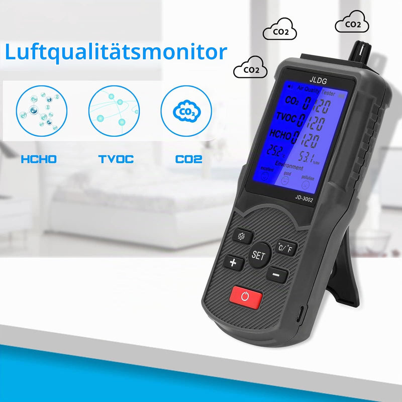 Hancaner CO2 Meter Air Quality Tester CO2 TVOC HCHO Meter Temperature Humidity Meter