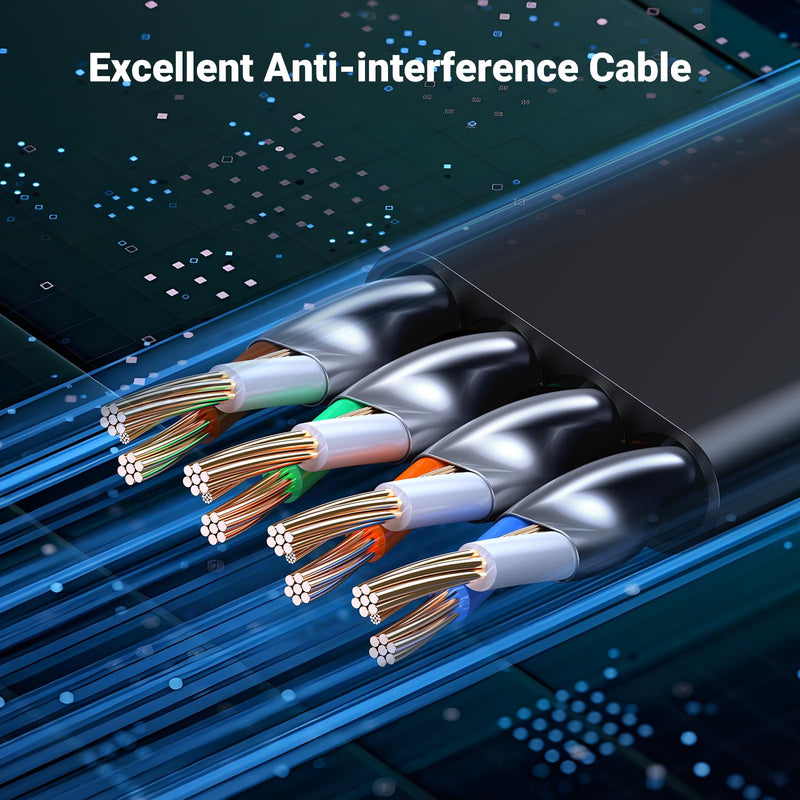 UGREEN Ethernet Cable 33FT, Cat 8 Ethernet Cable with 40Gbps 2000Mhz High Speed, Shielded Heavy Duty Flat Internet Cable Compatible for Gaming PC PS4/5/6 Xbox Modem Router, Include 20 Cable clipes 30FT