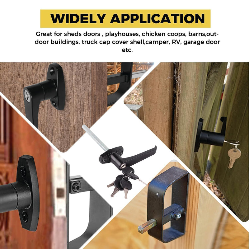 6" T-Handle Lock Kit for Shed Door Latch, Black | 5 Keys Included, 6" Stem, For Sheds, Playhouses, Chicken Coops, Camper, RV, Garage Door 6.0 inch-T