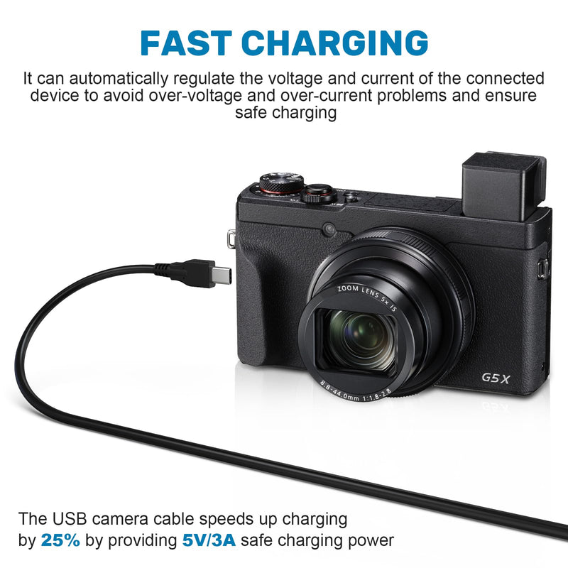 UC-E24 USB Cable Compatible with Nikon ZFC, Z6, Z7, D6, D780, OM-D E-M1 Mark III, for Canon EOS R, RP, R3, GX7, 3, R5, R6 Cameras