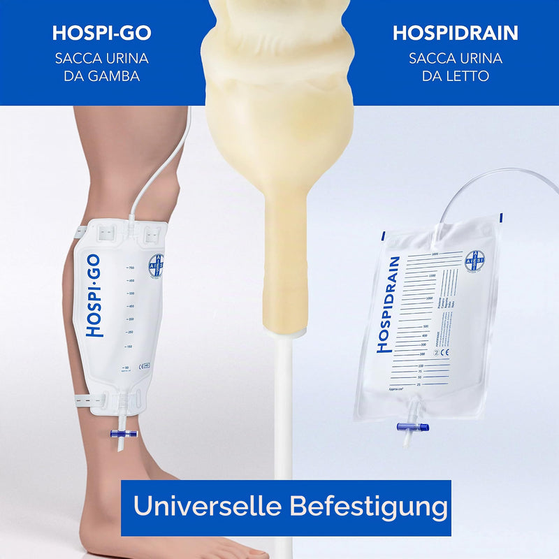 AIESI HOSPISAFE External Latex Catheter for Men with Adhesive Strips Diameter 35 mm Individually Packed (Pack of 50) durchmesser 35 mm