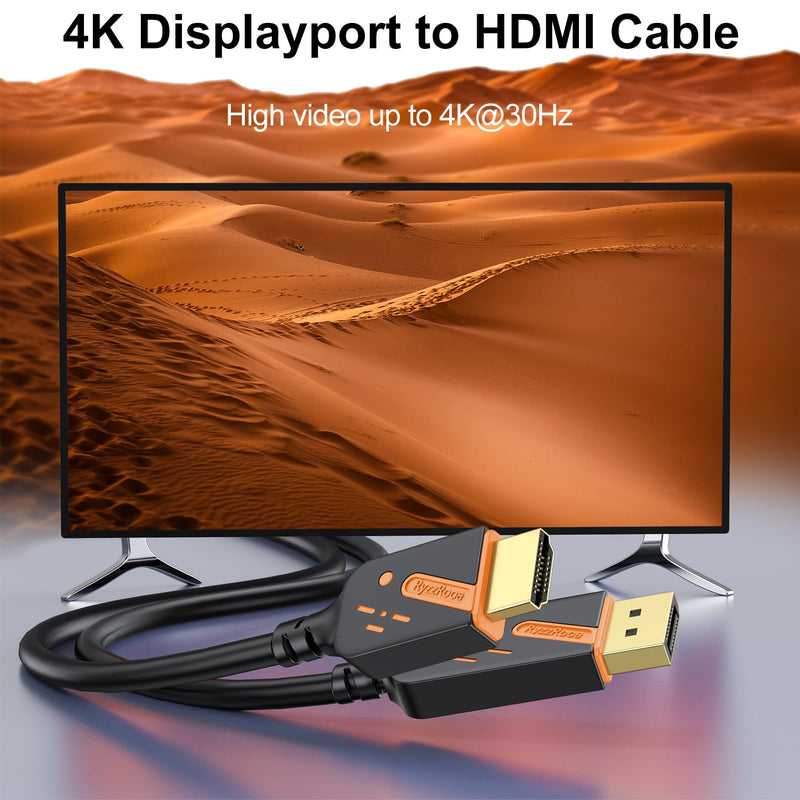 4K DisplayPort to HDMI Cable, 6FT, 10-Pack, Gold-Plated | 4K UHD Video & Audio. Gold-plated Connectors. Uni-directional DP to HDMI. Works with PC, Monitor, HDTV, Projector. Orange