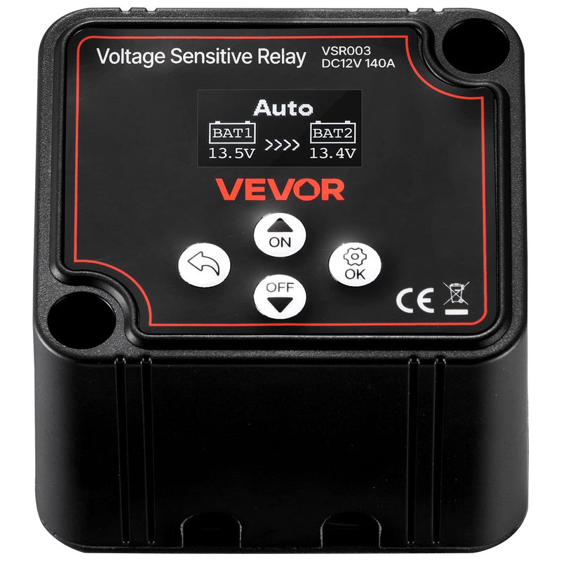 VEVOR Isolator Relay 12V 140A Dual Battery Isolator with LCD Screen Intelligent Battery Isolator for Lithium and Lead Acid Batteries for Car Truck RV UTV ATV Boat