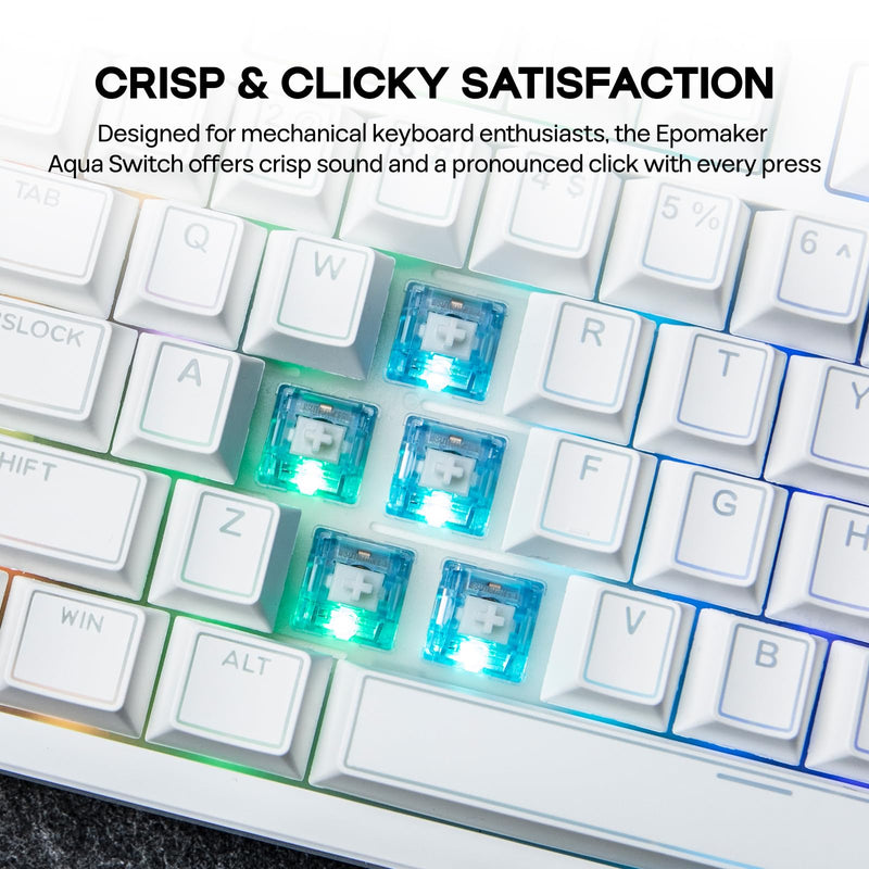 EPOMAKER Aqua 46gf Gaming Keyboard Switches, 100 PCS Clicky Switch, 5-Pin Pre-Lubed Switch, with PC Case, UPE Stem, Compatible with MX Keycaps for Mechanical Keyboard