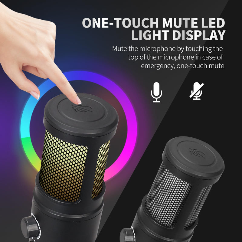 RGB Microphone, USB Live Streaming Capacitor Microphone, Computer Competitive Recording Tape, Lighting
