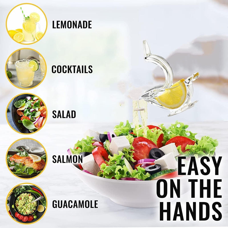 New Acrylic Manual Lemon Slice Squeezer, Portable Transparent Fruit Juicer, Elegance Bird Shape, Hand Juicer for Orange Lemon Lime Pomegranate (4Pcs) (8Pack) 8Pack