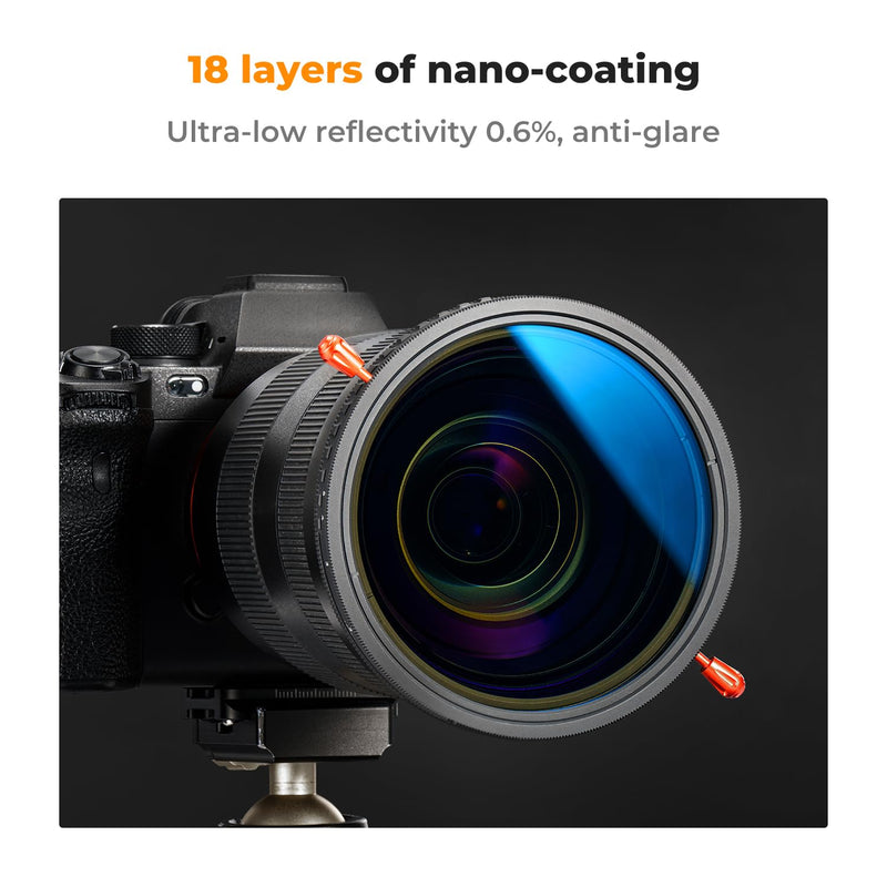 K&F Concept 72mm Variable ND2-32 (1-5 Stops) & Circular Polarizing Lens Filter in 1 Adjustable Neutral Density Polarizer Filter with 18 Multi-Layer Coatings for Camera Lens (K-Series)