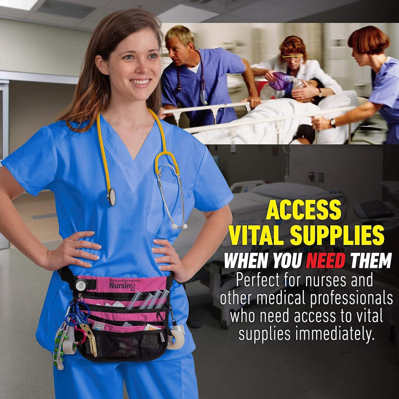 Kangapak Nurse Fanny Pack Multi Compartment Waist Organizer Tool Bag for Students, Practitioners & Medical Professionals Purple Haze