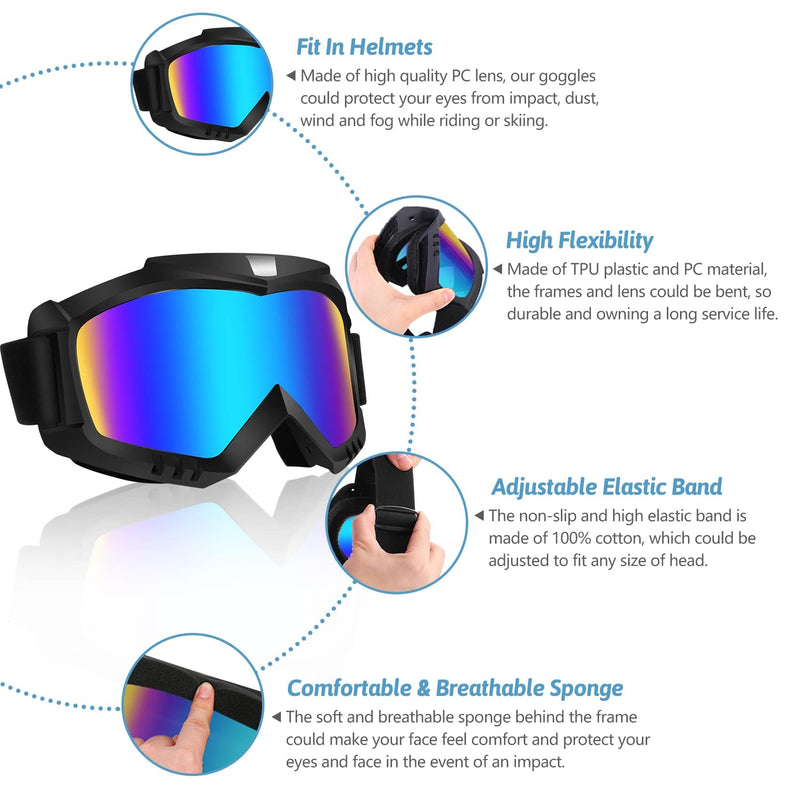 Lievermo Dirt Bike Goggles, Motorcycle Goggles ATV Goggles Motocross Goggles Ski Goggles Racing Helmet Goggles Colorful