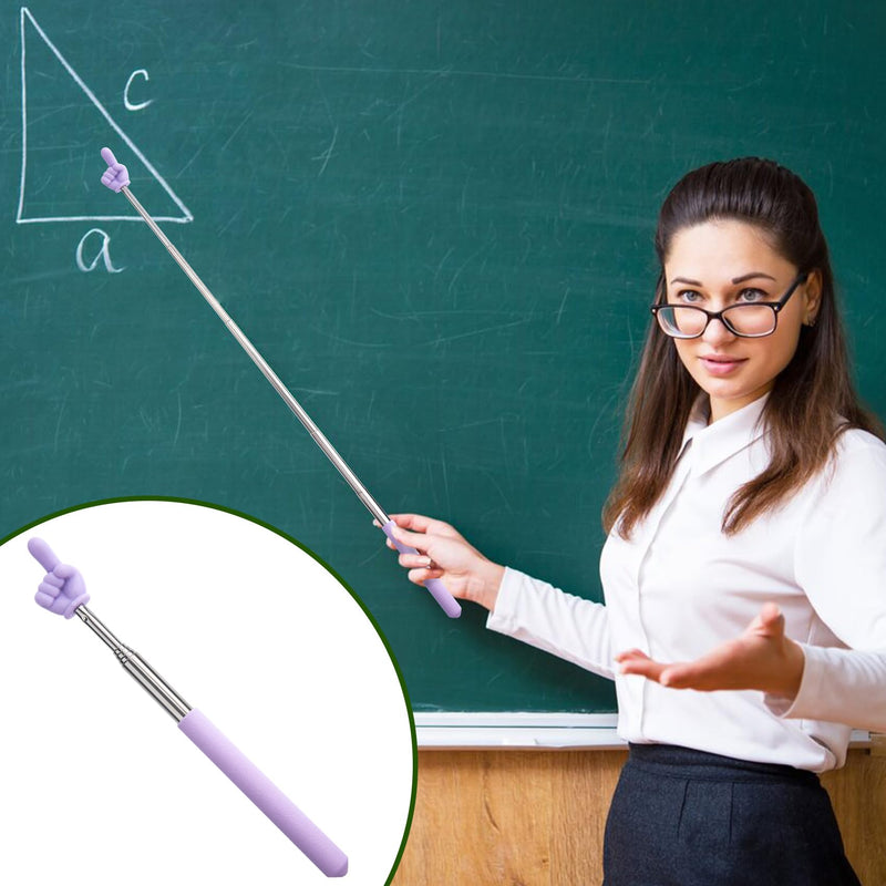 Pointer Finger Sticks, Macaron Purple Retractable Teacher Pointer Stick, Extendable Hand Pointer Sticks, Adjustable Hand Pointer for Reading, Speeches - 1PCS