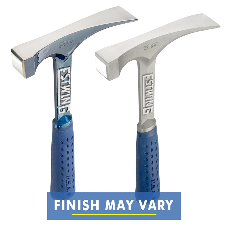 ESTWING Bricklayers/Mason's Hammer - 22 oz USA Made Masonry Tool with Forged Steel Construction & Shock Reduction Grip - Finish May Vary - E6-22BLC Short Handle