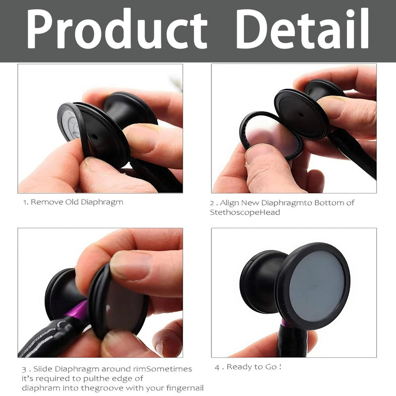 2 Pairs Silicone Stethoscope Earplugs Easy Replacement for Defects | Large and small suspension membrane with non-slip ring set, suitable for Littmann stethoscope replacement parts