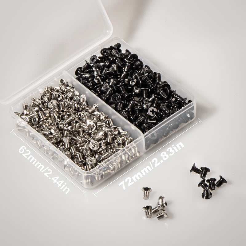 Computer PC Case Screws Hard Drive Screw M3 x 5mm Flat Head Screws Countersunk Phillips Head for 2.5" inch Hard Drive Disk HDD Screws (Black200+Silver200)