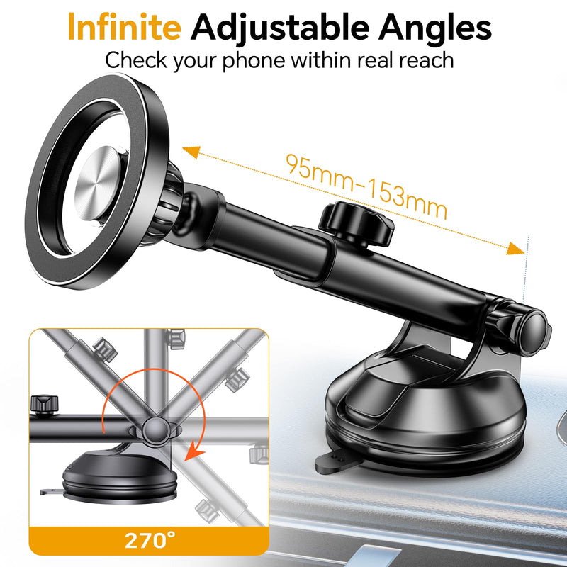 for iPhone MagSafe Car Mount【 Windshield + Vent + Dash 】 Window Magnetic Phone Holder for Car Magsafe Suction Mount【360° Rotation】 Dashboard Car Phone Holder Mount for iPhone 15 14 13 12 Pro Max Plus