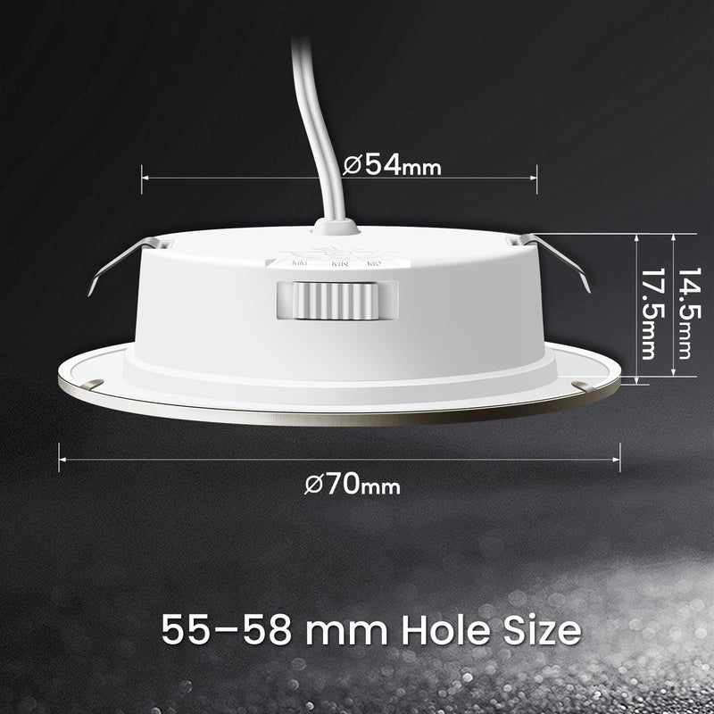 ALUSSO set of 6 12V LED recessed ceiling spotlights 3.5W furniture recessed spotlights 3000K warm white 4000K neutral white 6000K cold white, recessed LED spotlights flat drill hole 55-58mm and 14.5mm flat, IP44 waterproof nickel