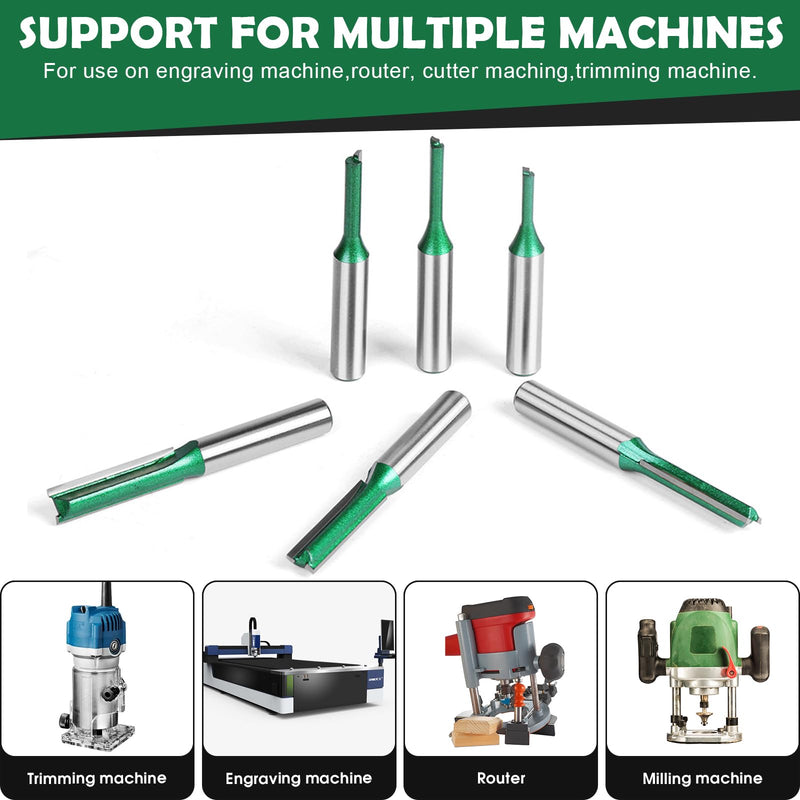 Milling Cutter for Router Set Groove Cutter 8 mm Shank 6 Pieces Router Bits Wood Cutter 3 mm 4 mm 5 mm 6 mm 7 mm 8 mm Groove Cutter Wood Router Accessories Milling Drill Bit Drill Bit for Wood Cutting Groove Milling