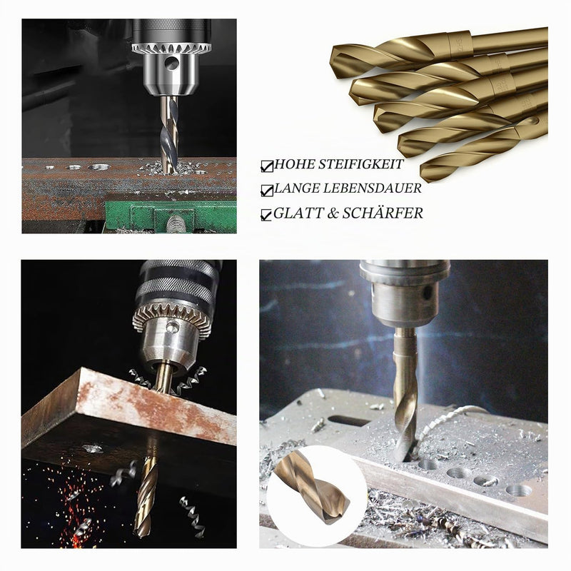 Meccion HSS-Co Metal Drill Professional Twisted Shank Precision Ground Twist Drill Bit for Metal, Stainless Steel and Iron 15mm