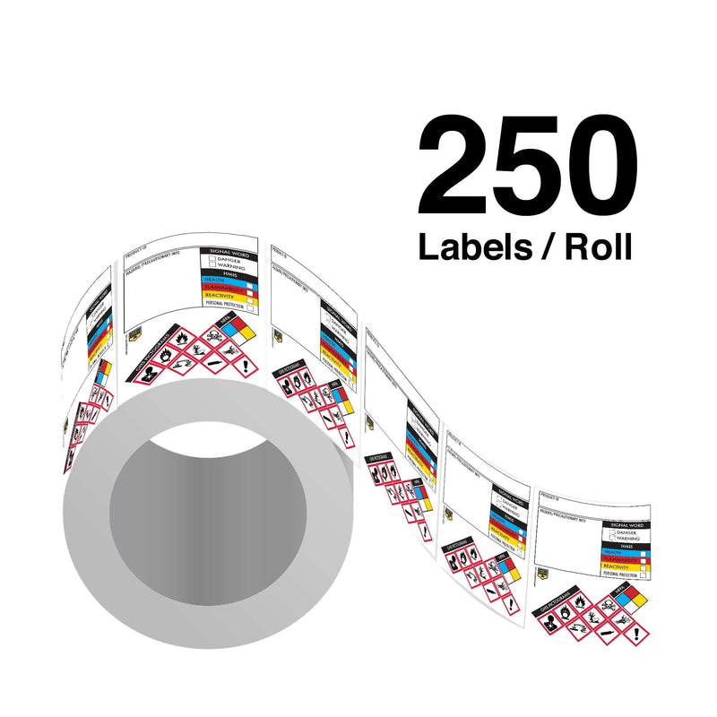 [Australia - AusPower] - Safety Data Sheet Stickers/MSDS Stickers, 3" x 4", Roll of 250, Tough Tear-Proof, Right To Know- Chemical Identifying and Marking Sticker Decals 